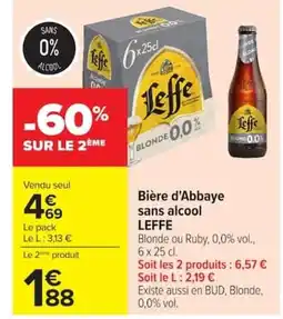 Carrefour LEFFE Bière d'Abbaye sans alcool offre