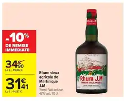 Carrefour J.M Rhum vieux agricole de Martinique offre