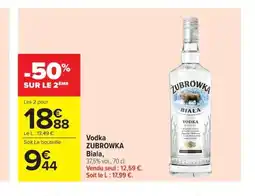 Carrefour ZUBROWKA Vodka Biala offre