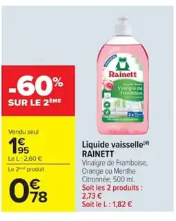 Carrefour RAINETT Liquide vaisselle offre