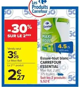 Carrefour CARREFOUR ESSENTIAL Essuie-tout blanc offre