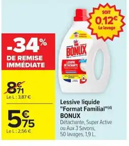 Carrefour BONUX Lessive liquide Format Familial offre