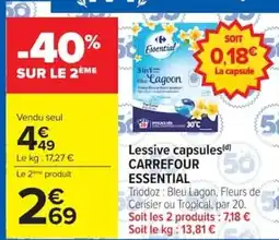 Carrefour CARREFOUR ESSENTIAL Lessive capsules offre