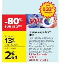 Carrefour SKIP Lessive capsules offre