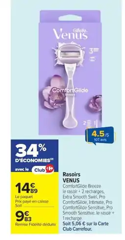 Carrefour VENUS Rasoirs offre