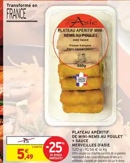 Intermarché Express Merveilles d'asie plateau apéritif mini-nems au poulet + sauce offre