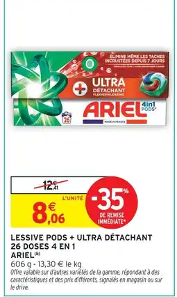 Intermarché Express Ariel lessive pods + ultra détachant 26 doses 4 en 1(b) offre