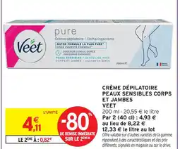 Intermarché Veet crème dépilatoire peaux sensibles corps et jambes offre