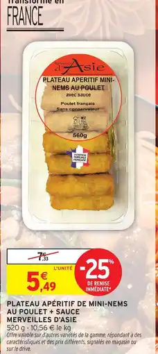 Intermarché Merveilles d'asie plateau apéritif mini-nems au poulet + sauce offre