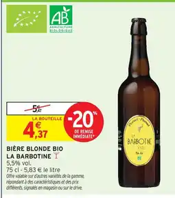 Intermarché La barbotine bière blonde bio offre