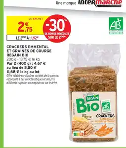 Intermarché Regain crackers emmental et graines de courge bio offre