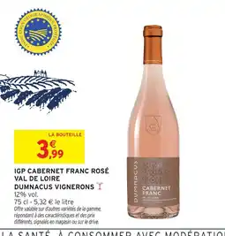 Intermarché Dumnacus vignerons igp cabernet franc rosé val de loire offre