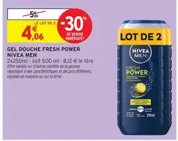 Intermarché Nivea men gel douche fresh power offre