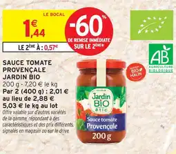 Intermarché Jardin bio sauce tomate provençale offre