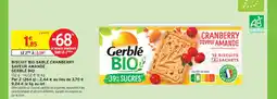Intermarché Gerblé biscuit bio sablé cranberry saveur amande bio offre