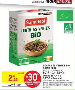 Intermarché Saint eloi lentilles vertes bio offre