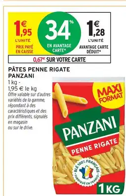 Intermarché Panzani pâtes penne rigate offre