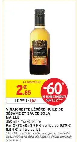 Intermarché Maille vinaigrette légère huile de sésame et sauce soja offre