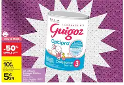 Carrefour GUIGOZ Lait en Poudre Croissance 3 Optipro offre
