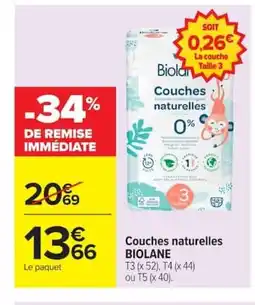 Carrefour BIOLANE Couches naturelles offre