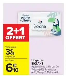 Carrefour BIOLANE Lingettes offre