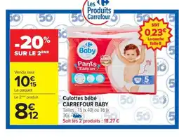 Carrefour CARREFOUR BABY Culottes bébé offre