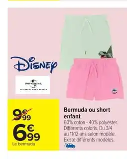 Carrefour Bermuda ou short enfant offre