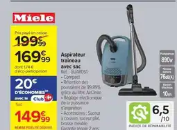 Carrefour MIELE Aspirateur traineau avec sac offre