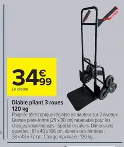 Carrefour Diable pliant 3 roues offre