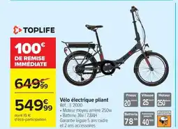 Carrefour TOPLIFE Vélo électrique pliant offre