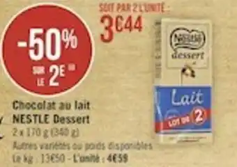 Casino Supermarchés Chocolat au lait NESTLE dessert offre