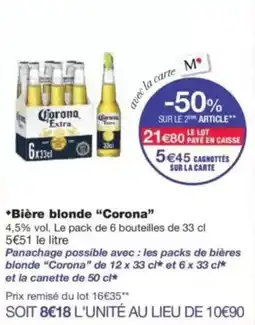 Monop' Bière blonde corona offre