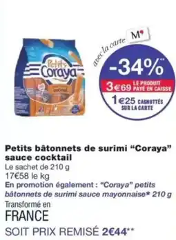 Monop' Petits bâtonnets de surimi coraya sauce cocktail offre