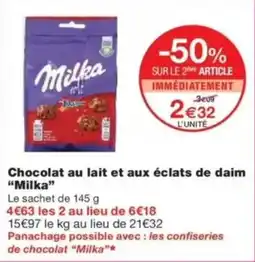 Monop' Chocolat au lait et aux éclats de daim milka offre