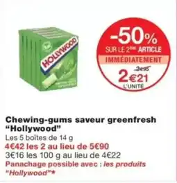 Monop' Chewing-gums saveur greenfresh hollywood offre