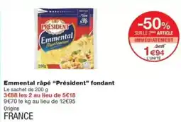 Monop' Emmental râpé président fondant offre