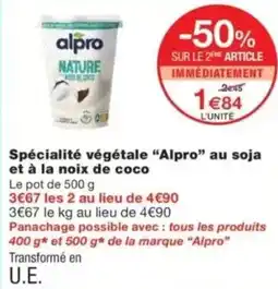 Monop' Spécialité végétale alpro au soja et à la noix de coco offre