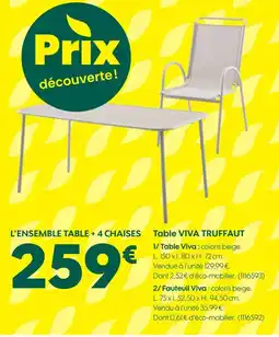 Truffaut Table viva truffaut offre