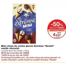 Monop' Mini cônes de crème glacée extrême nestlé vanille chocolat offre