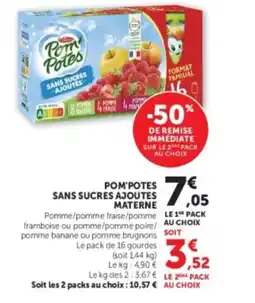 Super U POM'POTES Sans sucres ajoutes materne offre