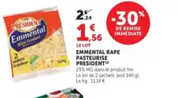 Super U PRESIDENT Emmental rape pasteurise offre