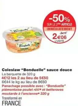 Monop' Coleslaw bonduelle sauce douce offre
