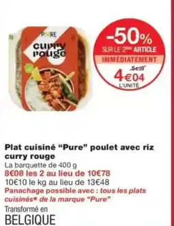 Monop' Plat cuisiné pure poulet avec riz curry rouge offre