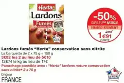 Monop' Lardons fumés herta conservation sans nitrite offre