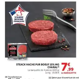 Super U CHARAL Steack hache pur boeuf 15% mg offre