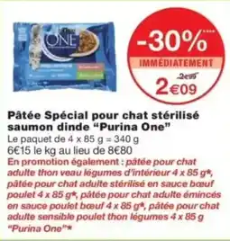 Monop' Pâtée spécial pour chat stérilisé saumon dinde purina one offre