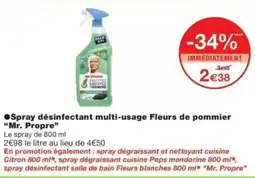 Monop' Spray désinfectant multi-usage fleurs de pommier mr. propre offre