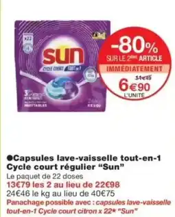 Monop' Capsules lave-vaisselle tout-en-1 cycle court régulier sun offre