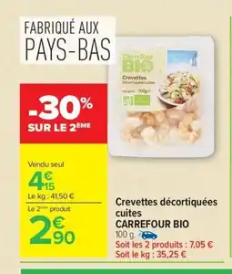 Carrefour CARREFOUR BIO Crevettes décortiquées cuites offre