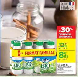 Carrefour LACTEL Lait U.H.T. Bio Format Familial offre